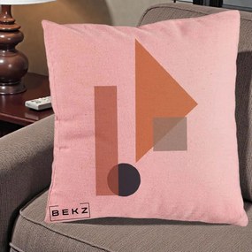 Perna Decorativa Geometric Bauhaus Triunghi, 40x40 cm, Roz, Husa Detasabila, Perna Inclusa, BEKZ®
