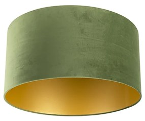 Abajur din catifea verde 50/50/25 cu interior auriu