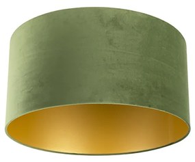 Abajur catifea verde 50/50/25 cu interior auriu