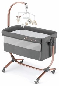 Patut cu leganare, Cullami, co-sleeper 2 in 1, Cu laterala culisanta, Cu setare unghiulara, Cu roti, Reglabil in 8 pozitii pe inaltime, Gold