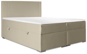 Pat matrimonial Boxspring 160 cm Morcano (bej) (cu sp. depozitare). 1044275