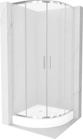 Mexen Rio cabină de duș semicirculară 70 x 70 cm, înghețat, crom + cadă de duș, alb - 863-070-070-01-30-4710