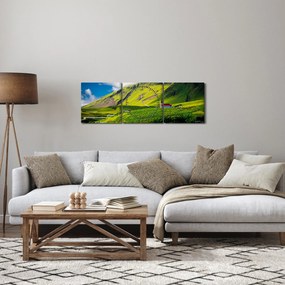 Tablou cu peisaj montan (cu ceas) (90x30 cm)