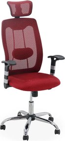 Scaun ergonomic OFF 988 vișiniu, tetieră și suport lombar reglabil