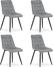 Set 4 Scaune Bucatarie/Dining Spirit Catifea Gri Deschis
