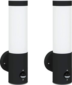 vidaXL Lumină de perete pentru exterior 2 pcs Negru 12 x 8,5 x 29 cm