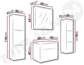 Mobilier baie Mendana (Alb + lucios Alb) (cu iluminat LED). 1103981