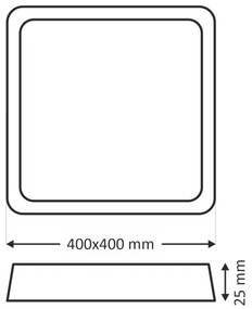Plafonieră LED, 32 W, 230 V, 3000/4000/6500 K, 40 x 40 cm, negru
