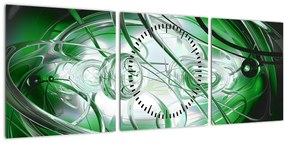 Tabloul abstract verde (cu ceas) (90x30 cm)