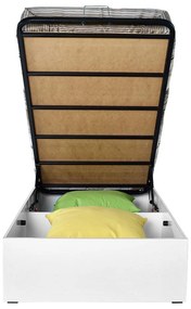 Pat de o persoană 90 cm Kalabora (cu somieră) (cu sp. depozitare) (alb). 1108497