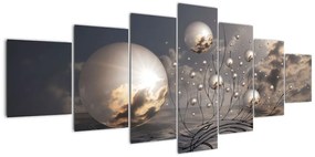 Tablou abstractă - bile gri (210x100cm)
