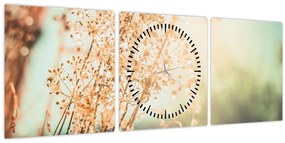 Tablou - Plante de luncă (cu ceas) (90x30 cm)