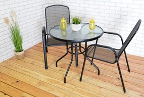 Masă de grădină ZWMT Ø 80 cm metal cu blat din sticlă