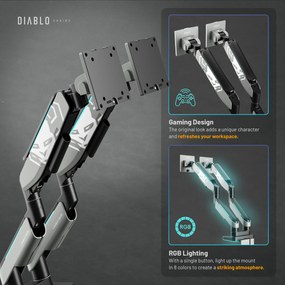 Suport dublu pentru monitoare de 49 de inchi, gri-negru RGB X-Arm Dual