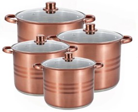 Set 4 oale inox cu capace, culoare cupru Royalty Line RL SP8C