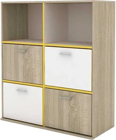 COMODA DORIA,97X42.5X110 CM,4 USI,CULOARE SONOMA/ALB,PAL