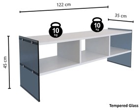Masă TV/Dulap Vamebo 7 (alb + fumuriu) . 1095481