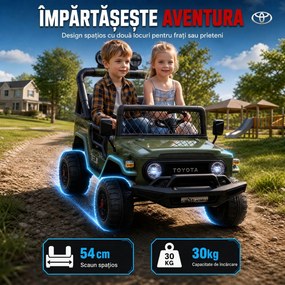 AIYAPLAY Mașină Electrică pentru Copii, Off-Road 24V cu 2 Locuri, Verde Închis | Aosom Romania