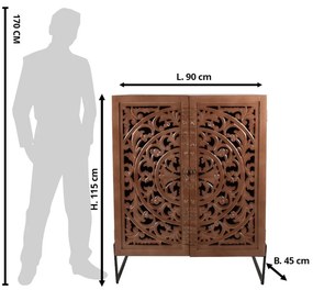 Comoda maro, din lemn, aspect vintage, Mandala