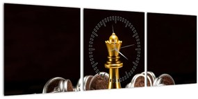 Tablou - Figurine de șah (cu ceas) (90x30 cm)