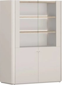 Vitrină cu două uși Elivo 100 cm - cașmir / stejar uleiat