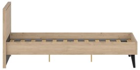 Pat matrimonial în culoare naturală cu aspect de lemn de stejar cu somieră 180x200 cm Ry – Tvilum