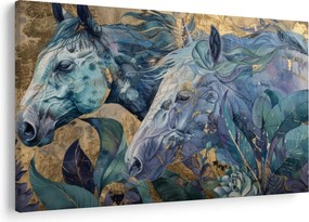 Tablou - Cai cu fundal auriu (90x60 cm)