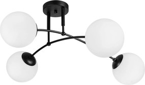 Plafoniera Modernă Klausen Sefora PL4 B 70x70x30cm, 4xE27 Negru cu Abajururi Sticlă Alb Opal pentru Iluminat Interior Elegant Living și Dormitor