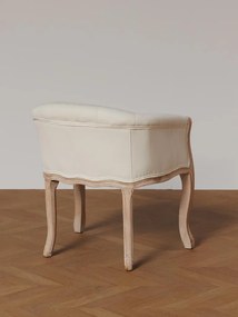 Fotoliu shabby chic crem din bumbac cu structură din lemn de cauciuc, „Valbonne”