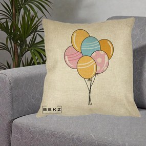 Perna Decorativa Baloane Petrecere, 40x40 cm, Crem, Husa Detasabila, Perna Inclusa, BEKZ®