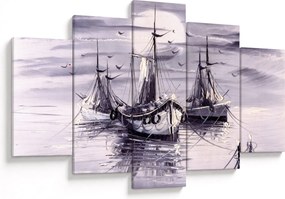 Tablou - Port marin, pictură în ulei (150x105 cm)