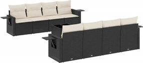vidaXL Set mobilier de grădină cu perne, 9 piese, negru, poliratan