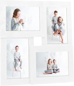 vidaXL Ramă foto colaj, alb, 4x (13x18 cm) foto, MDF