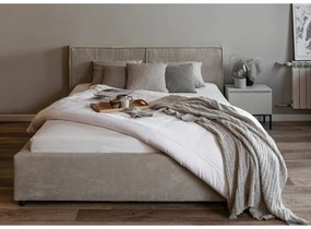 Pat matrimonial 140 cm Fatime (cu somieră) (cu sp. depozitare) (bej închis + negru). 1099187