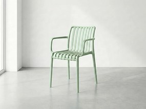 Set de gradina TREGO ISLAND - 4 scaune cu brate si masa rotunda ø 90 cm, verde