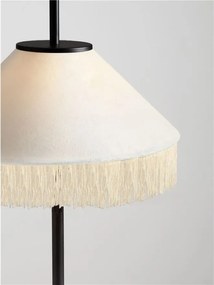 Veioza cu abajur din catifea si franjuri bej VELVY