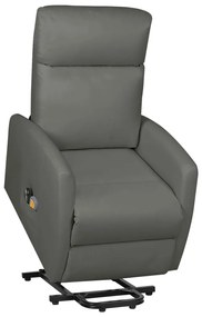 329635 vidaXL Fotoliu de masaj cu ridicare, gri, piele ecologică