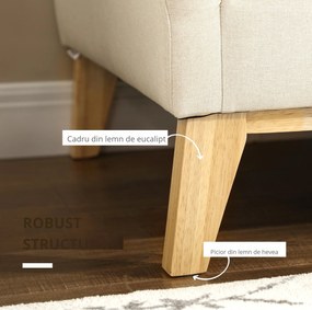 HOMCOM Canapea pentru 2 persoane pentru sufragerie, canapea mica, canapea tapitata cu 2 perne decorative, bej | Aosom Romania