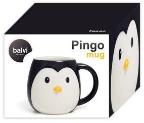 Cană din ceramică Balvi Pingo, 400 ml, alb - negru