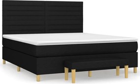 vidaXL Pat box spring cu saltea, negru, 180x200 cm, catifea