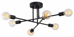 Lustra 6 Becuri Flower - 174, Soclu E27, Max. 40W, Culoare Negru