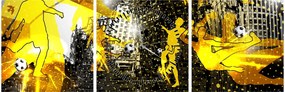 Tablou - Fotbal în marele oraș (cu ceas) (90x30 cm)