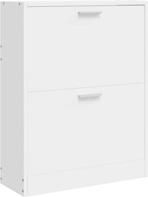 vidaXL Pantofar cu 2 compartimente din lemn, alb