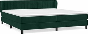 vidaXL Pat box spring cu saltea, verde închis, 200x200 cm, catifea
