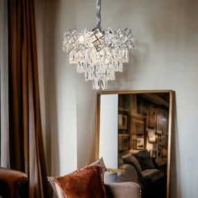 Candelabru Cristal, Amora,30cm, Cromat