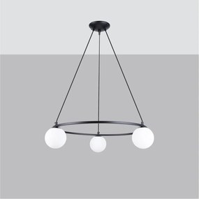 Lustră albă/neagră cu abajur din sticlă Umerta – Sollux