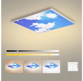 Brilagi - Plafonieră LED SLIMFRAME SKY, 58W, 230V, 60 x 60 cm, argintiu/albastru
