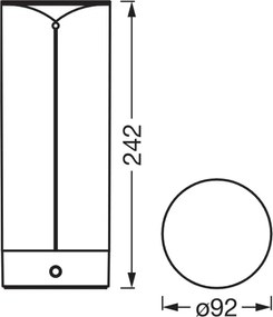 Osram - Lampă de masă pentru exterior ENDURA STYLE, cu dimmer tactil, LED/1,5W/5V 2500 mAh IP54 antracit