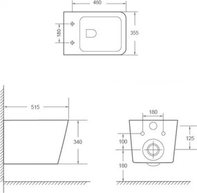 Set vas wc suspendat cu functie bideu, dreptunghiular, baterie crom Foglia Safari cu rezervor incastrat si clapeta de actionare dual-flush, alba cu 2