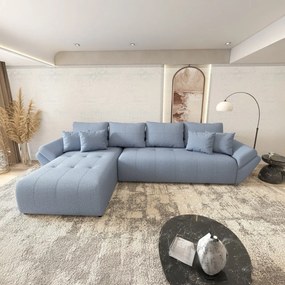 Colțar extensibil dumonde cu ladă de depozitare si sezut confortabil din spuma high-density, Berlin XL Enjoy Blue 350x185 cm